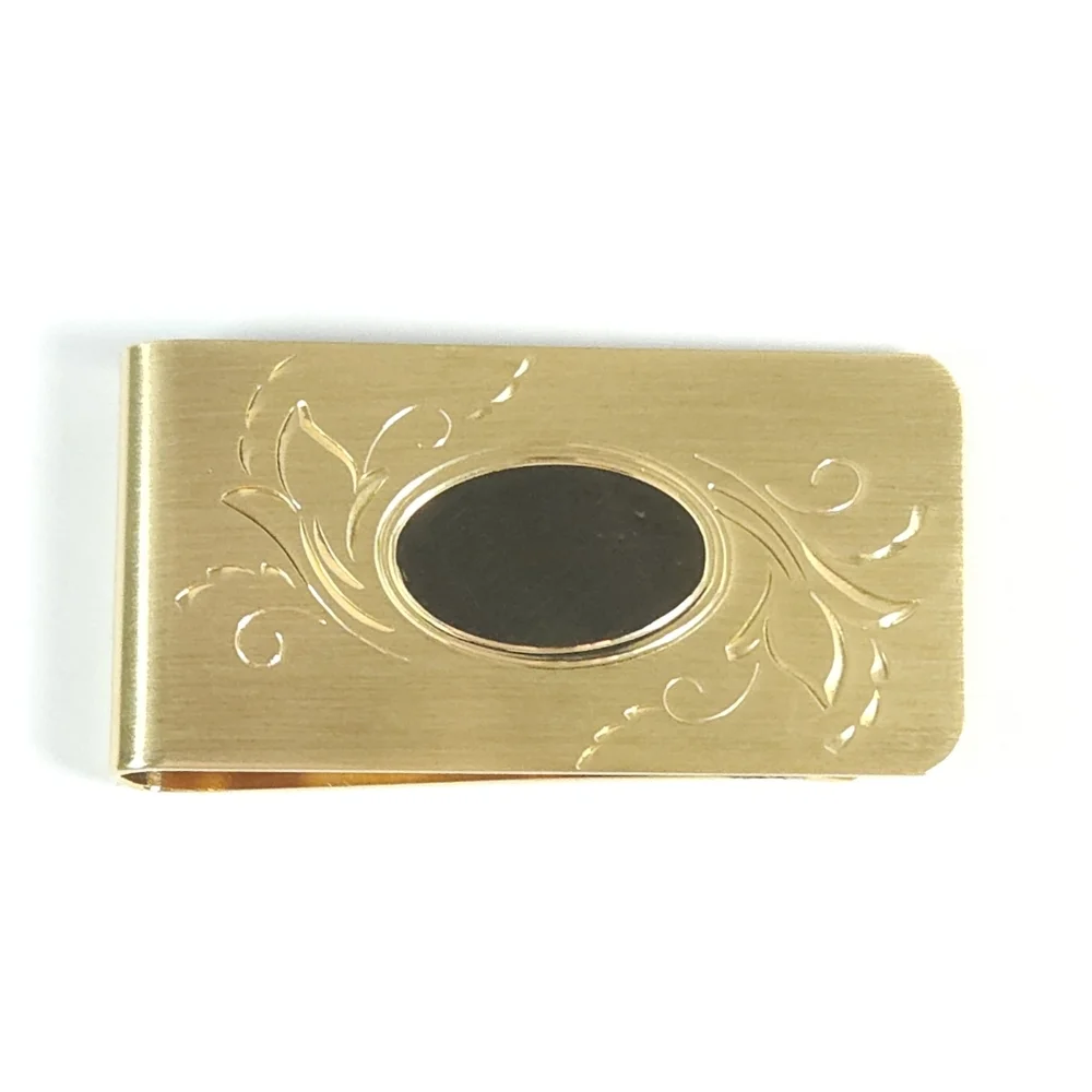 Vintage Hadley Gold Plated Floral Etched Money Clip Pierre Laurent Paris